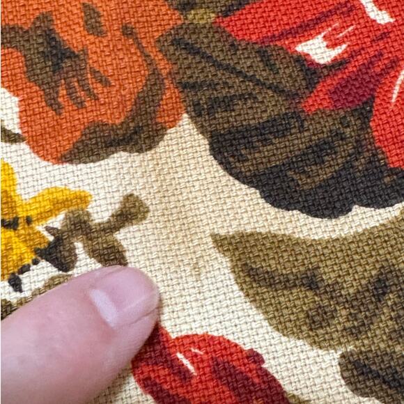 Vintage 70s Orange Yellow Floral SINGLE Pleated Drape Curtain Bloomcraft 55x55 - Picture 10 of 12